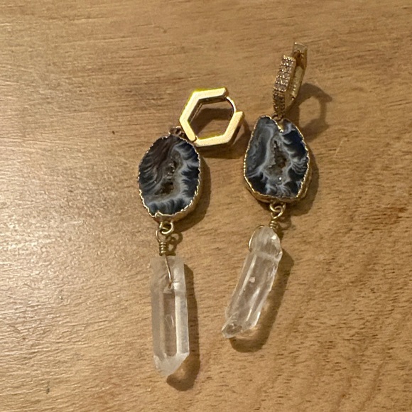 Jewelry - Elegant Geode and Crystal Drop Earrings